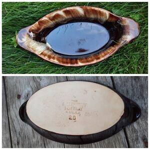 Vtg Pfaltzgraff au gratin dish brown drip glaze